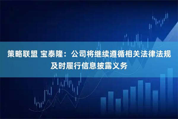 策略联盟 宝泰隆：公司将继续遵循相关法律法规及时履行信息披露义务