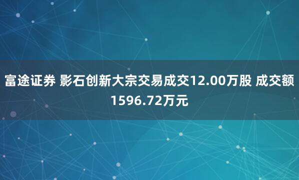 富途证券 影石创新大宗交易成交12.00万股 成交额1596.72万元